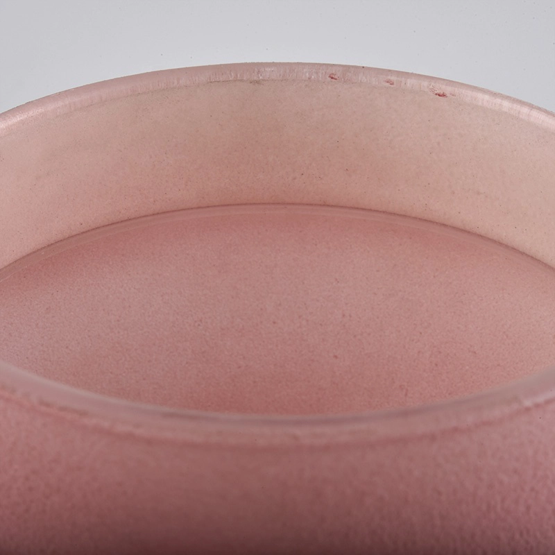 Wholesales custom pink frosted glass candle vessel home decoration