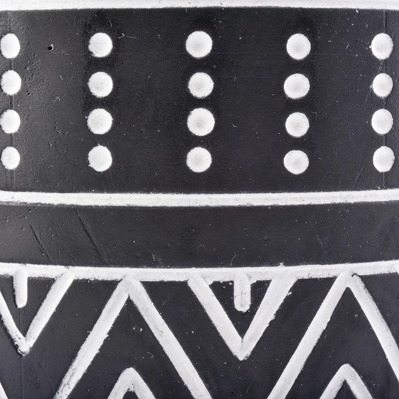 800ml Custom cylinder black Concrete Candle jar
