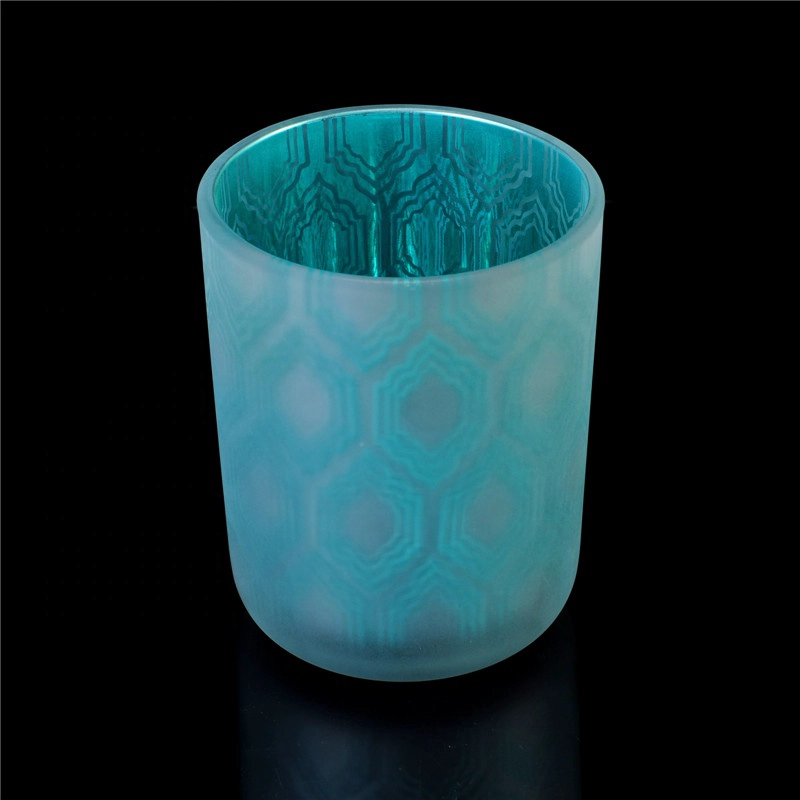 Luxury Home Decorative Frosted Glass Candle Jar And Laser Engraved Inside
