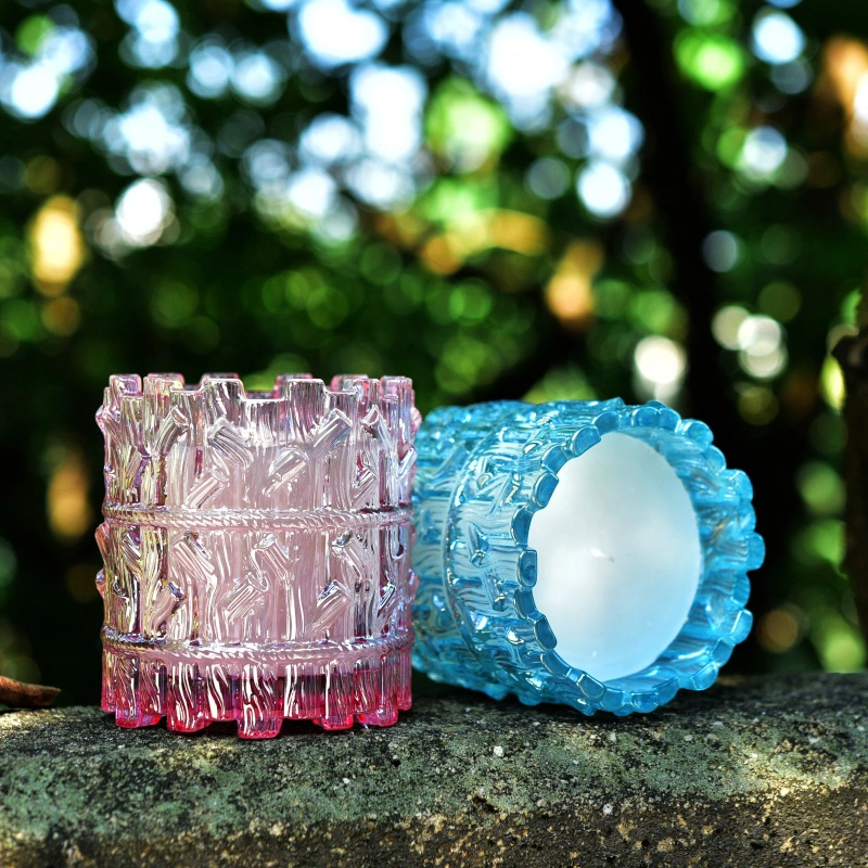 Luxury customized tree design tealight candle jar glass 10oz 12oz