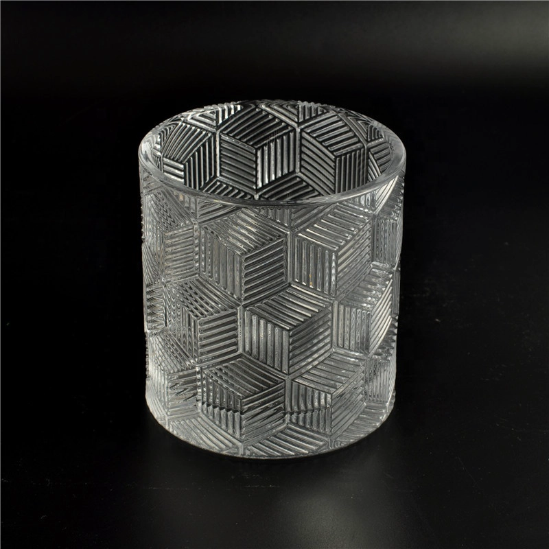 Hot sales luxury empty geo crystal candle glass jars with lid