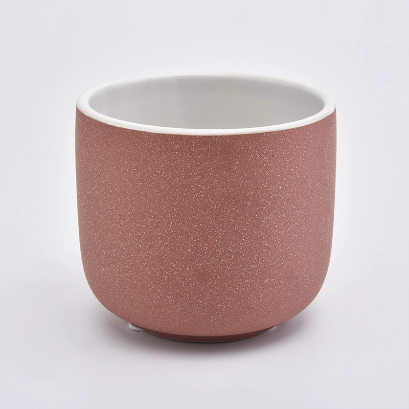 Hot Sale Sandy Ceramic Candle Vessels For Candle Making