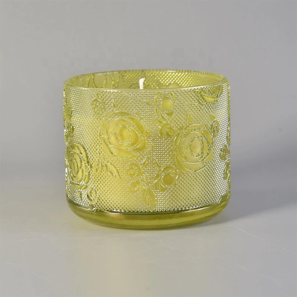 Custom luxury color engraved candle glass holder 10oz 16oz 20oz