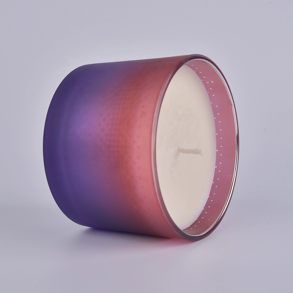 Wholesales 10oz iridescent glass candle jar with wood lid