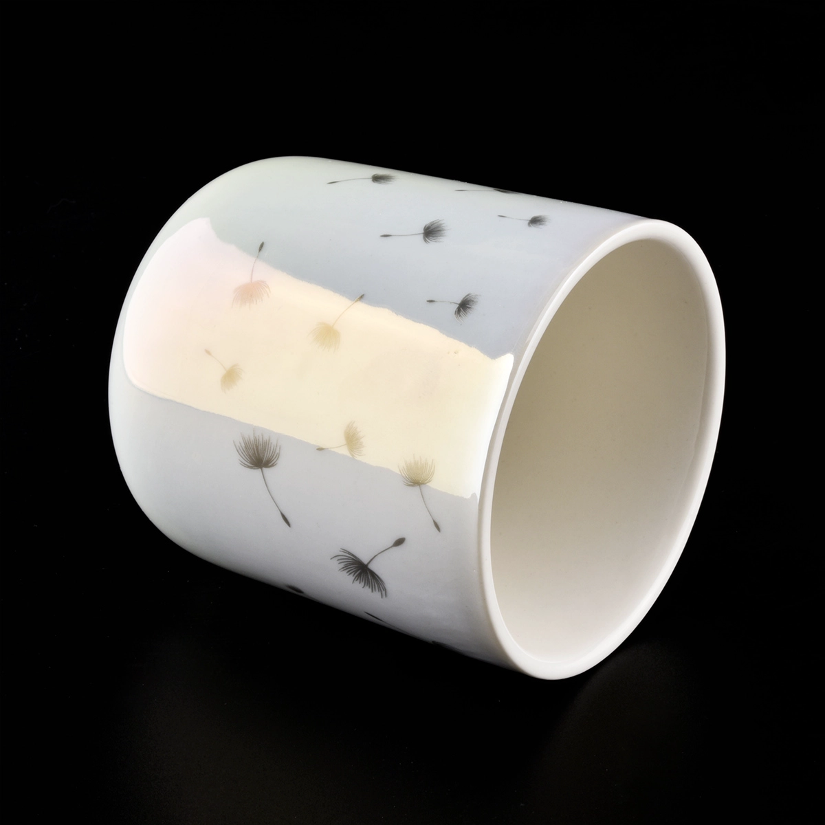 10oz Iridescent White Ceramic Candle jars
