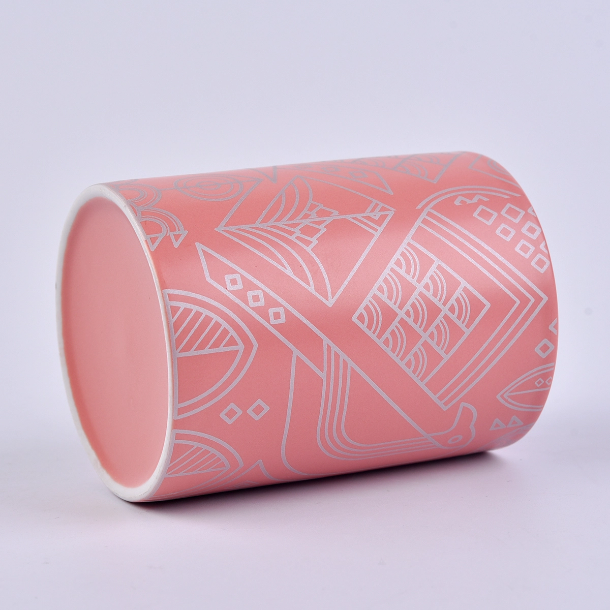 Matte pink ceramic candle jars