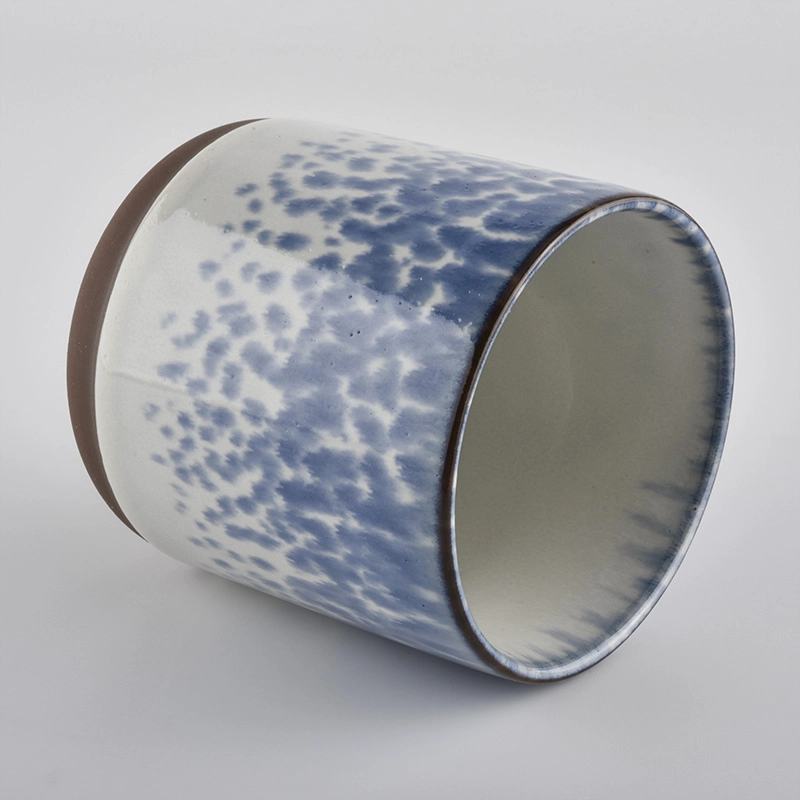 Fancy Round Bottom Glazing Ceramic Candle Jars 400ml