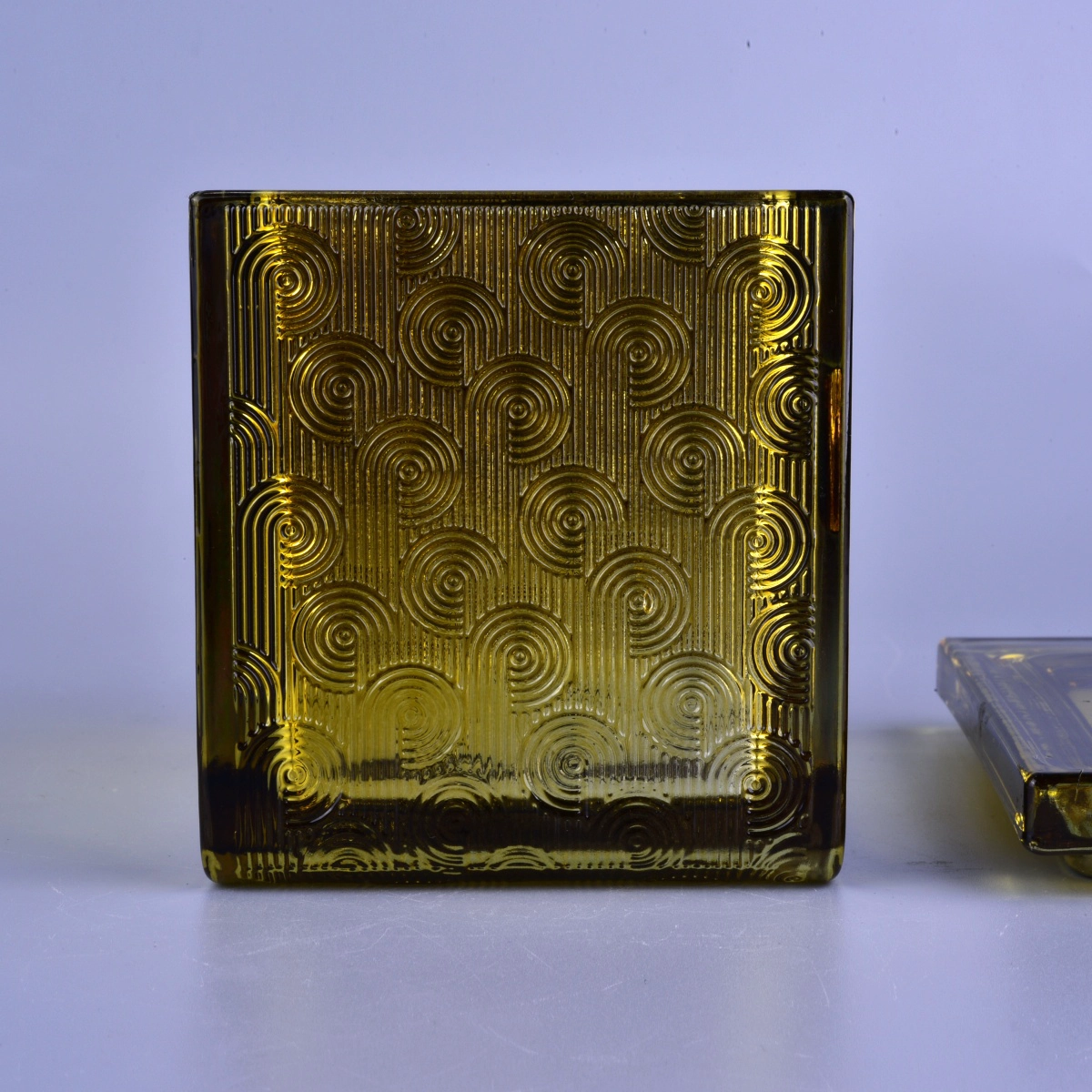 10oz Wholesales custom gold square scented glass candle holders with lid