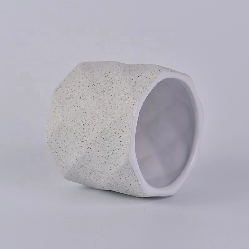 Gray Embossed Ceramic Candle Holders