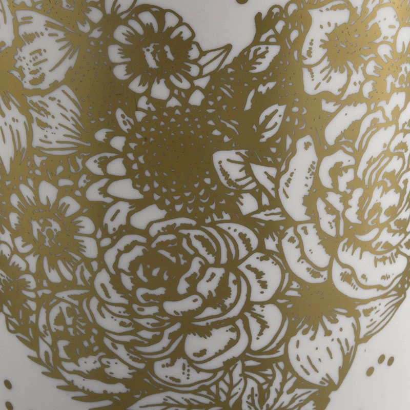 Luxury Gold Plating Candle Jars With White Glazed and Gold Decal