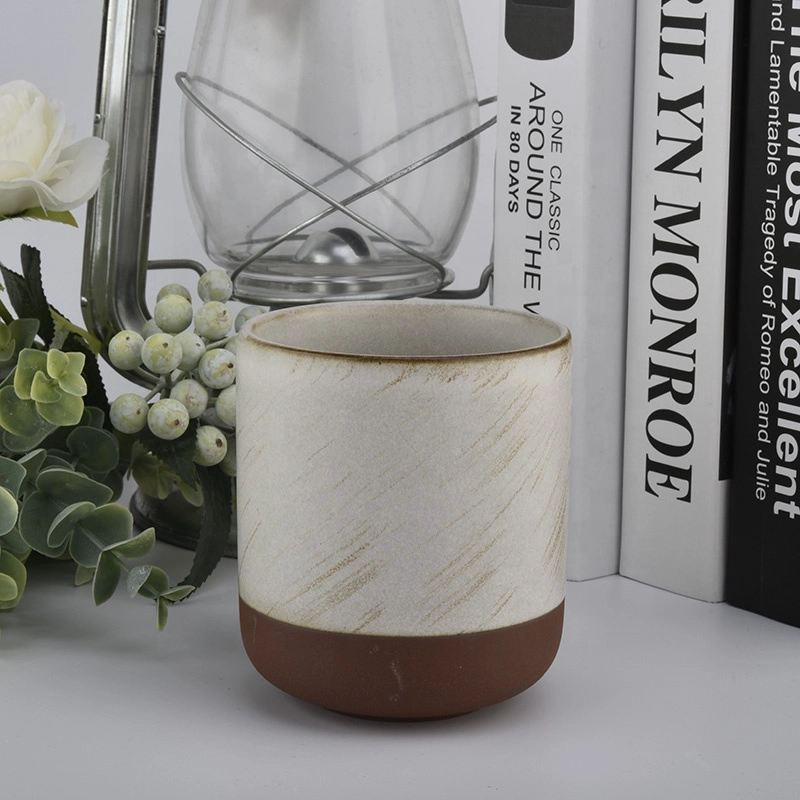 8 oz 10 oz In bulk empty decorative frosted custom ceramic candle jar
