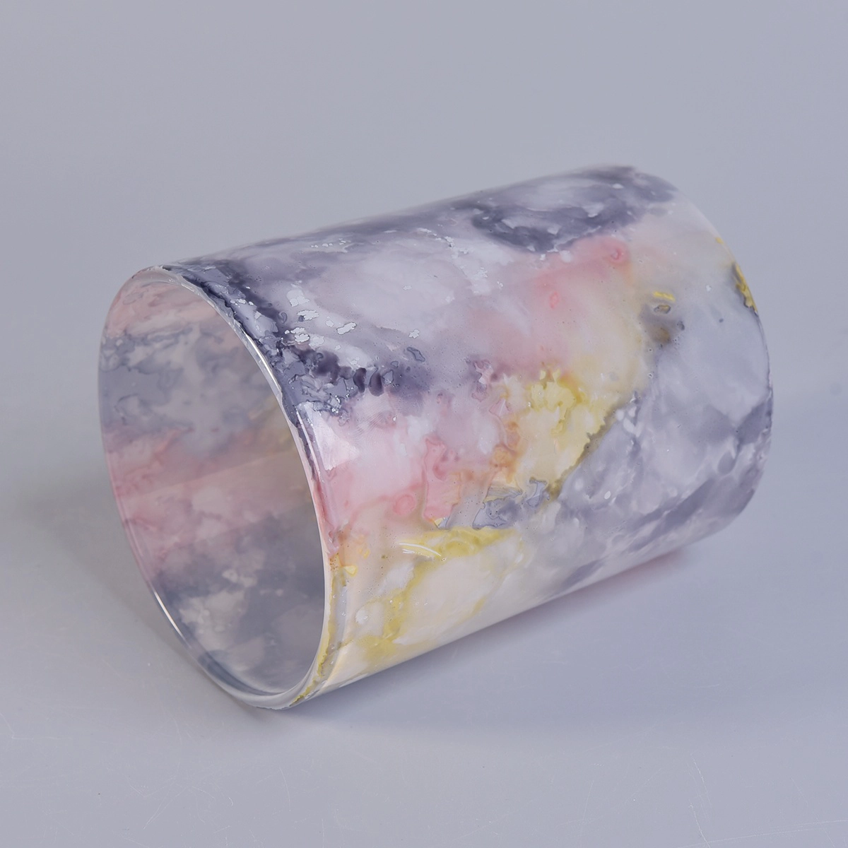 Wholesales empty custom iridescent cylinder ceramic candle holder 8oz 10oz 11oz