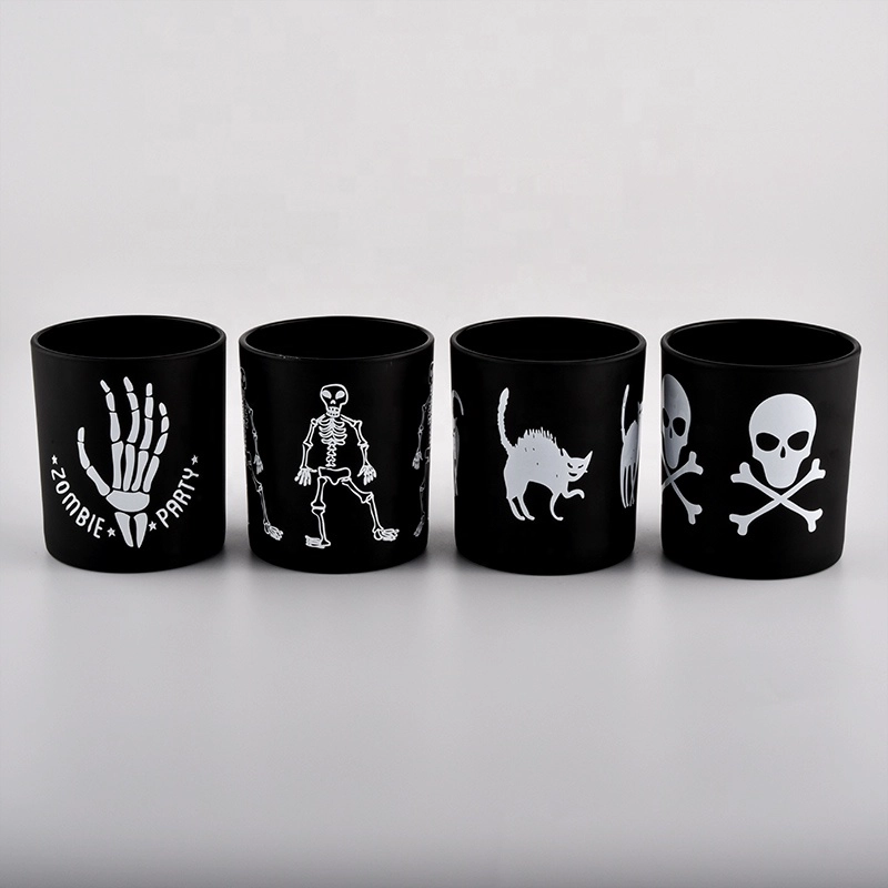 10 oz Popular empty black personalized candle glass jars home decoration