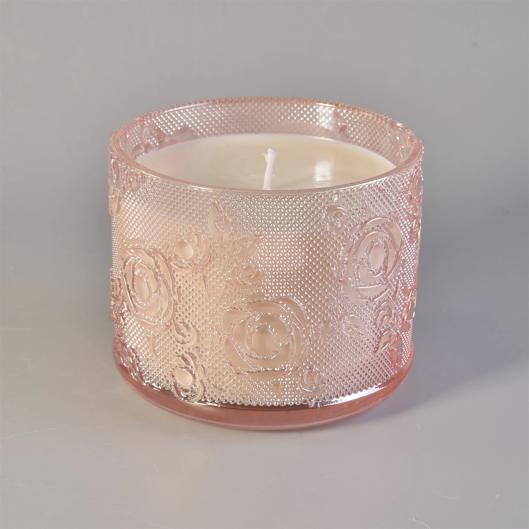 Luxury High Quality Rose Pattern Glass Candle Jars Wholesale Custom Candle Jar Supplier
