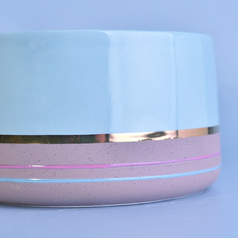 12oz 14oz Wholesales blue votive ceramic candle container