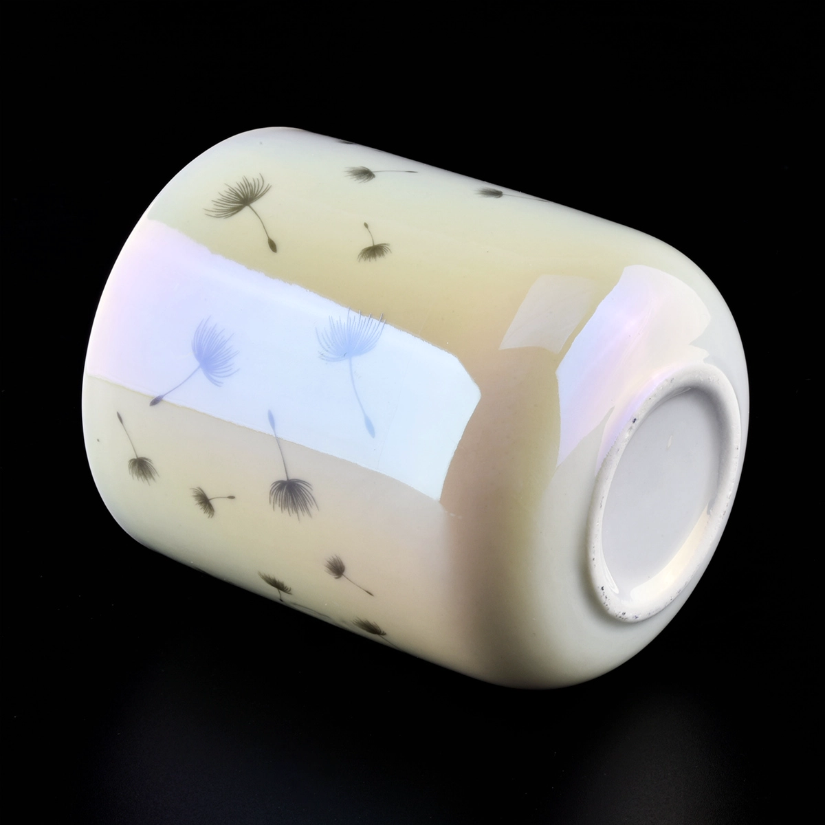 10oz Iridescent White Ceramic Candle jars