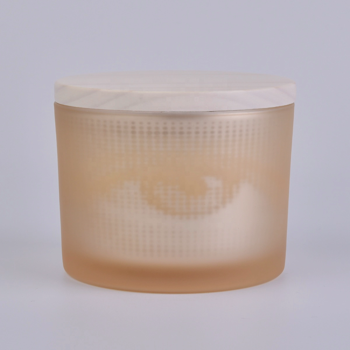 Bulk matte votive glass candle holders with wood lid