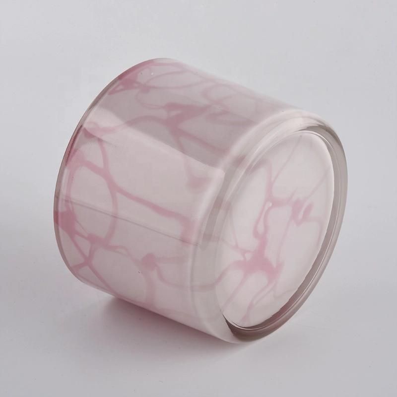 3 Wicks 12oz Pink Glass Candle Jars