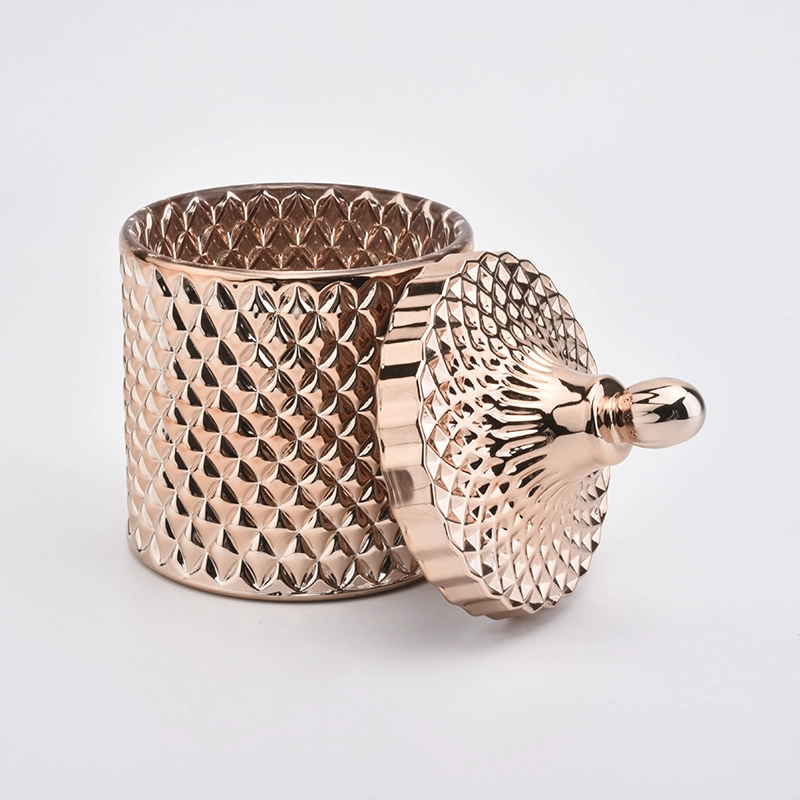 16oz GEO Rose Gold Glass Candle Jar With Lids