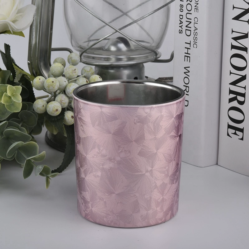 300ml Custom shining plating glass empty candle jars for candle making home decoration