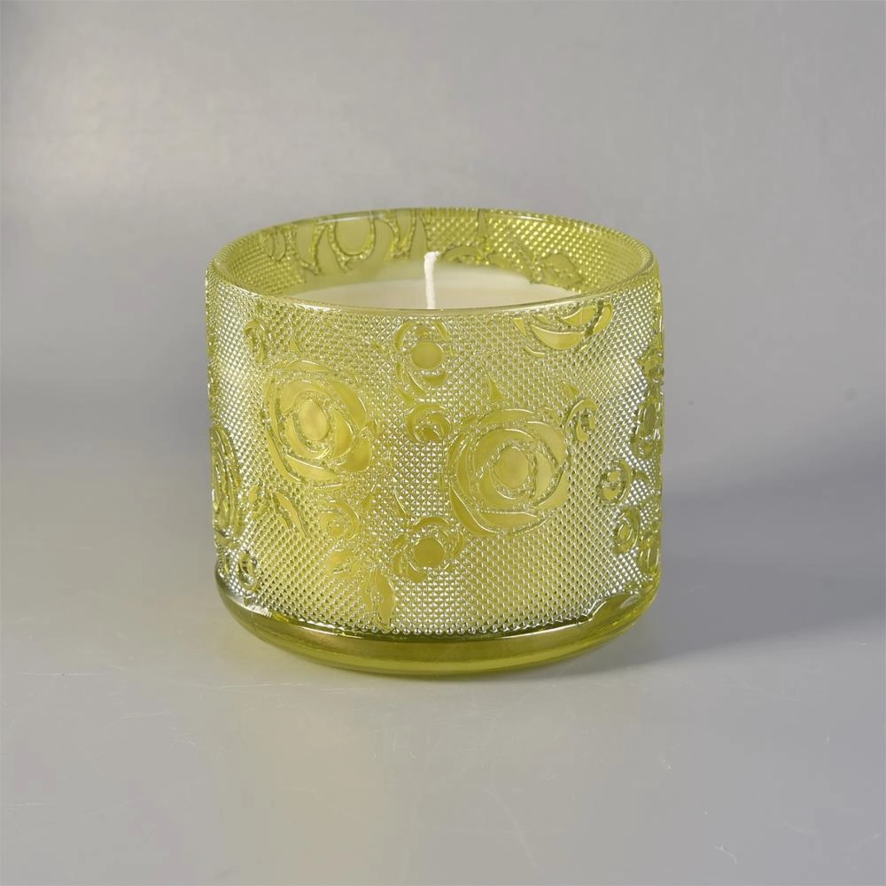 Custom luxury color engraved candle glass holder 10oz 16oz 20oz