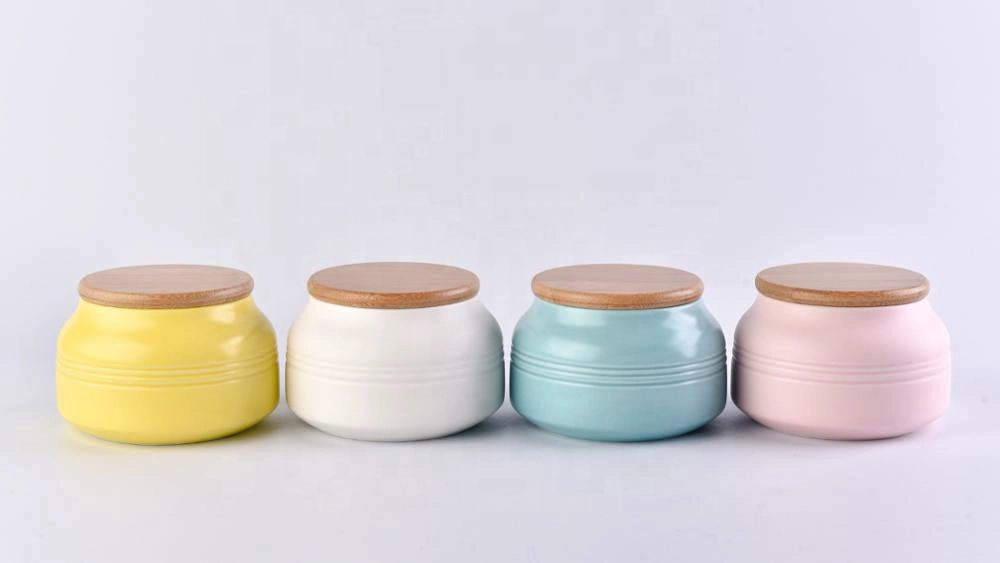 8oz matte white ceramic candle holder with lid