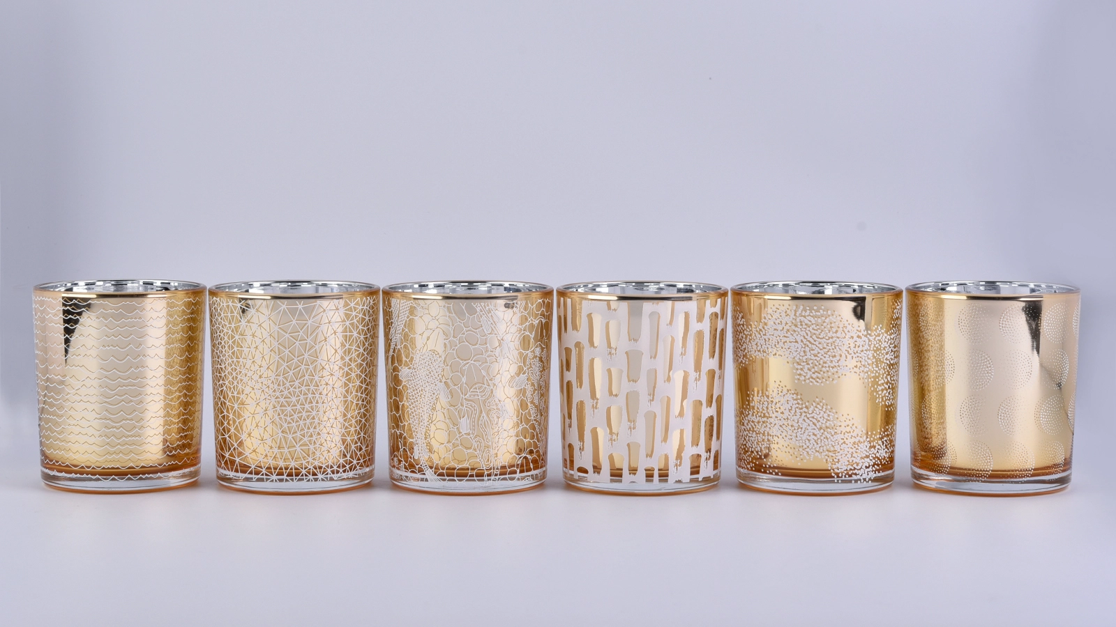 Wedding Decorative Luxury Unique Gold Glass Candle Jars Wholesale