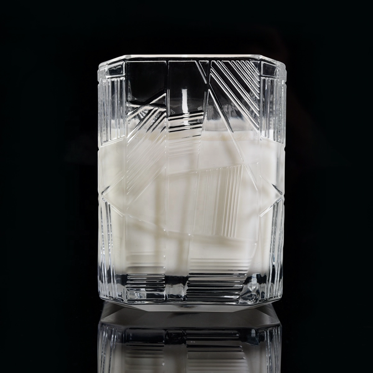 Suppliers clear crystal Trapezoid glass empty candle jars in bulk