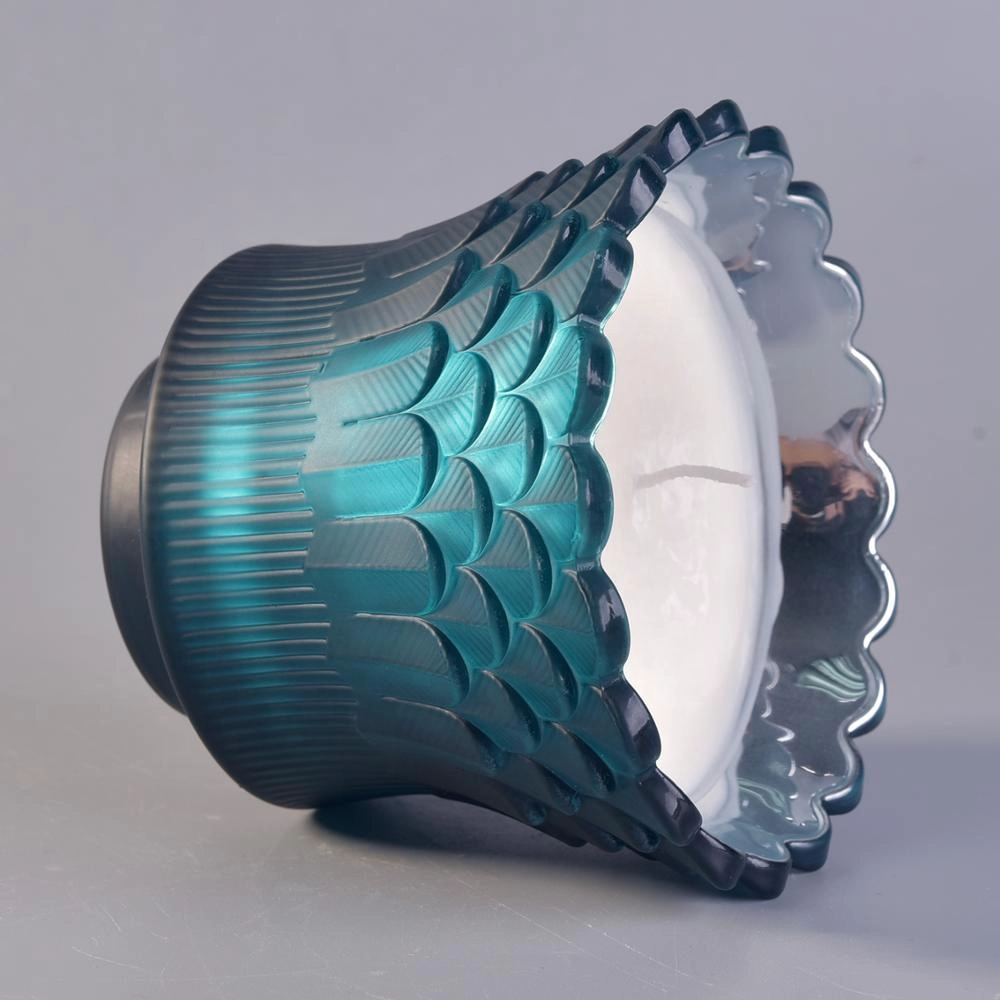 Bulk Luxury feather glass jar candle holder wedding decor