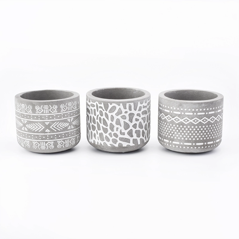 Custom grey concrete cement candle vessels with logo