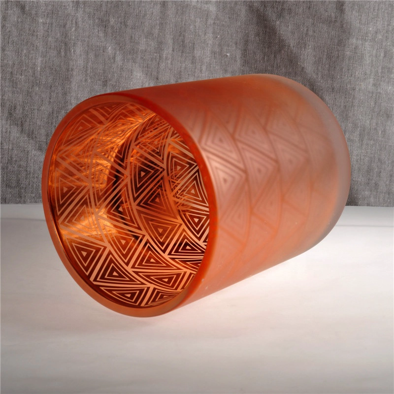 Luxury Home Decorative Frosted Glass Candle Jar And Laser Engraved Inside
