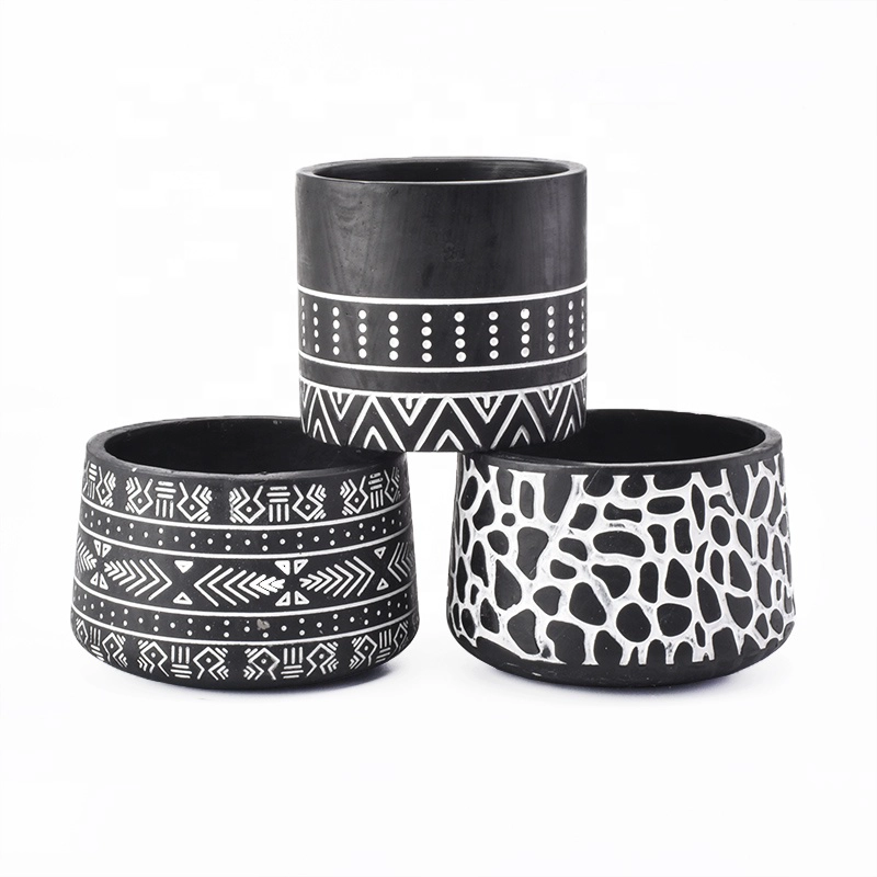 800ml Custom cylinder black Concrete Candle jar