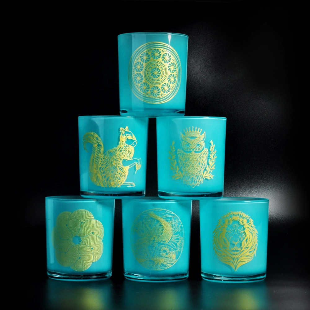 6oz ODM home decoration blue tealight glass jar candle
