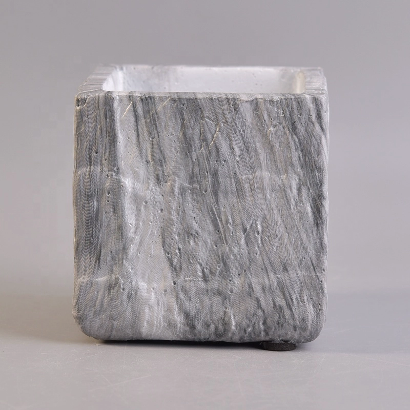 10oz Wholesales Custom square grey Concrete Candle holder