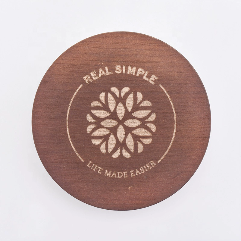 Engraved Wooden Lids For Glass Ceramic Concrete Candle Holder