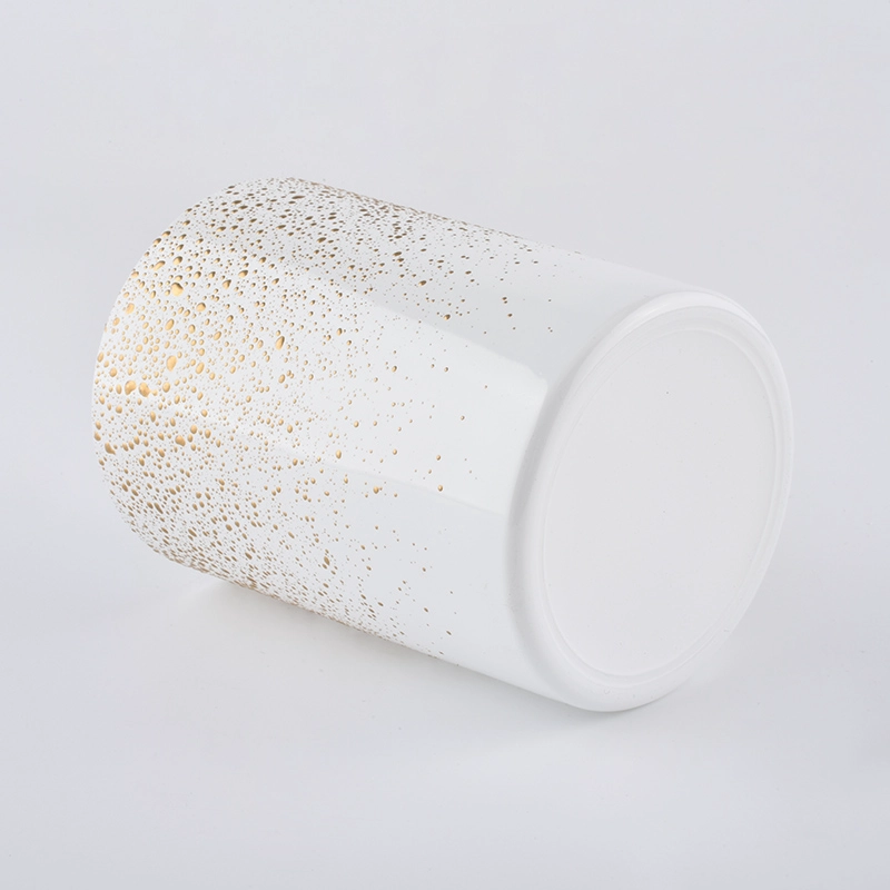 Luxury Gold Decoration White Glass Candle Jars