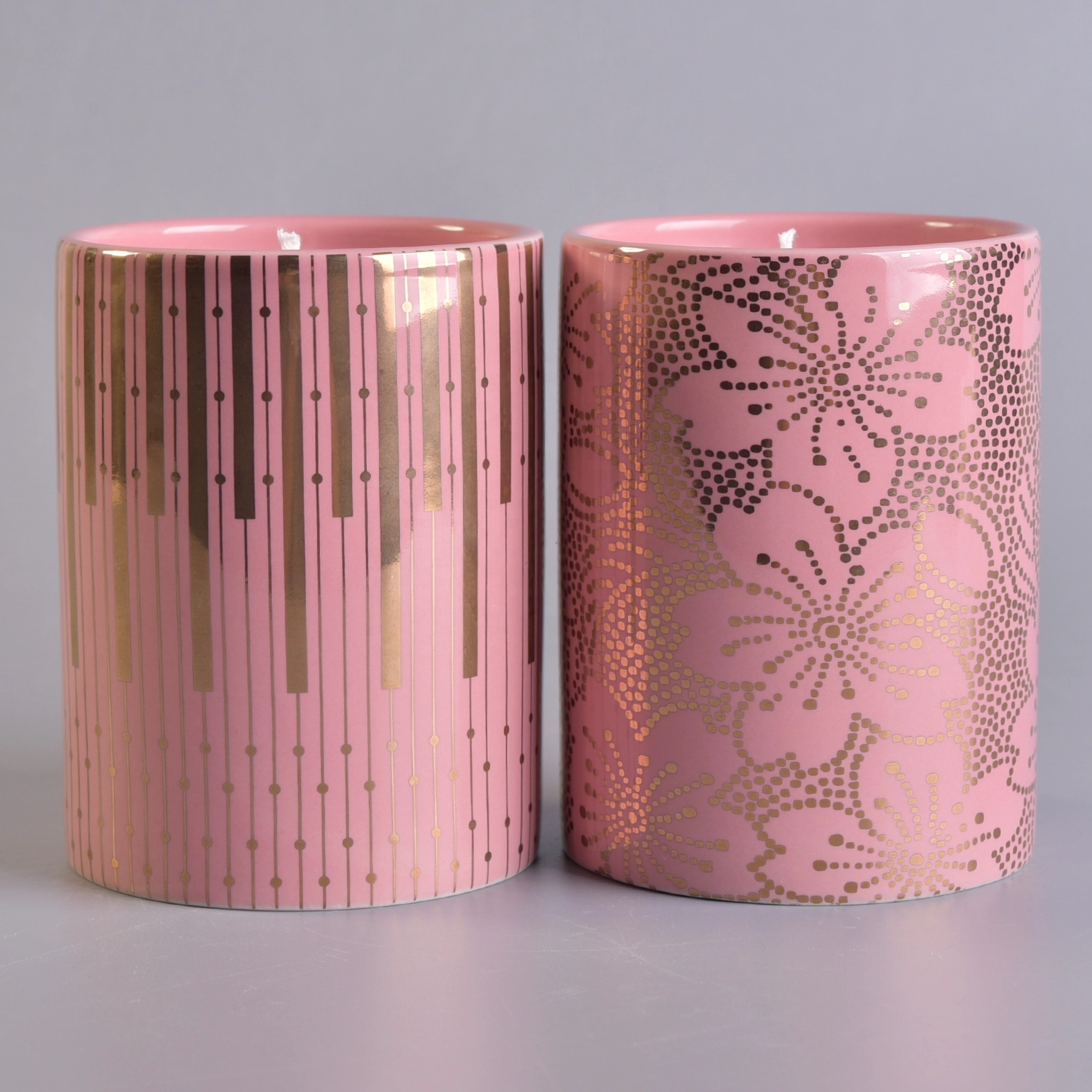 Sunny glassware custom tea light pink ceramic candle holder home decor