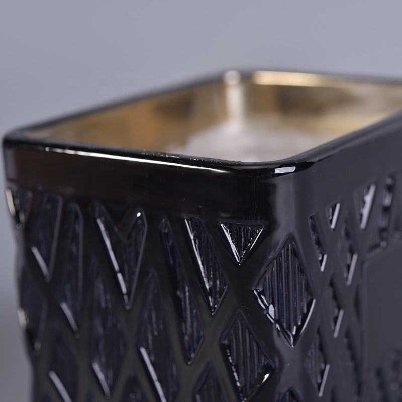 6oz,8oz,10oz,12oz,14oz Custom scented square black glass candle jars