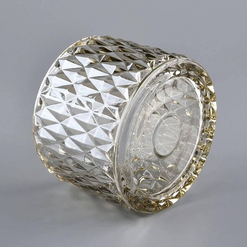 Diamond Cut Candle Container With Glass Lid