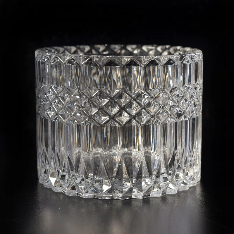 Wholesales luxury geometric crystal candle glass container with lid