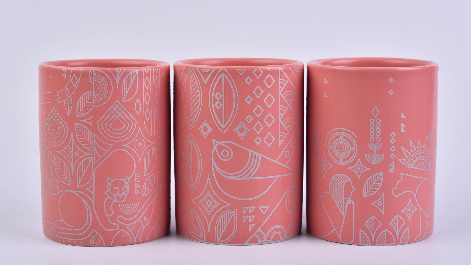 Matte pink ceramic candle jars