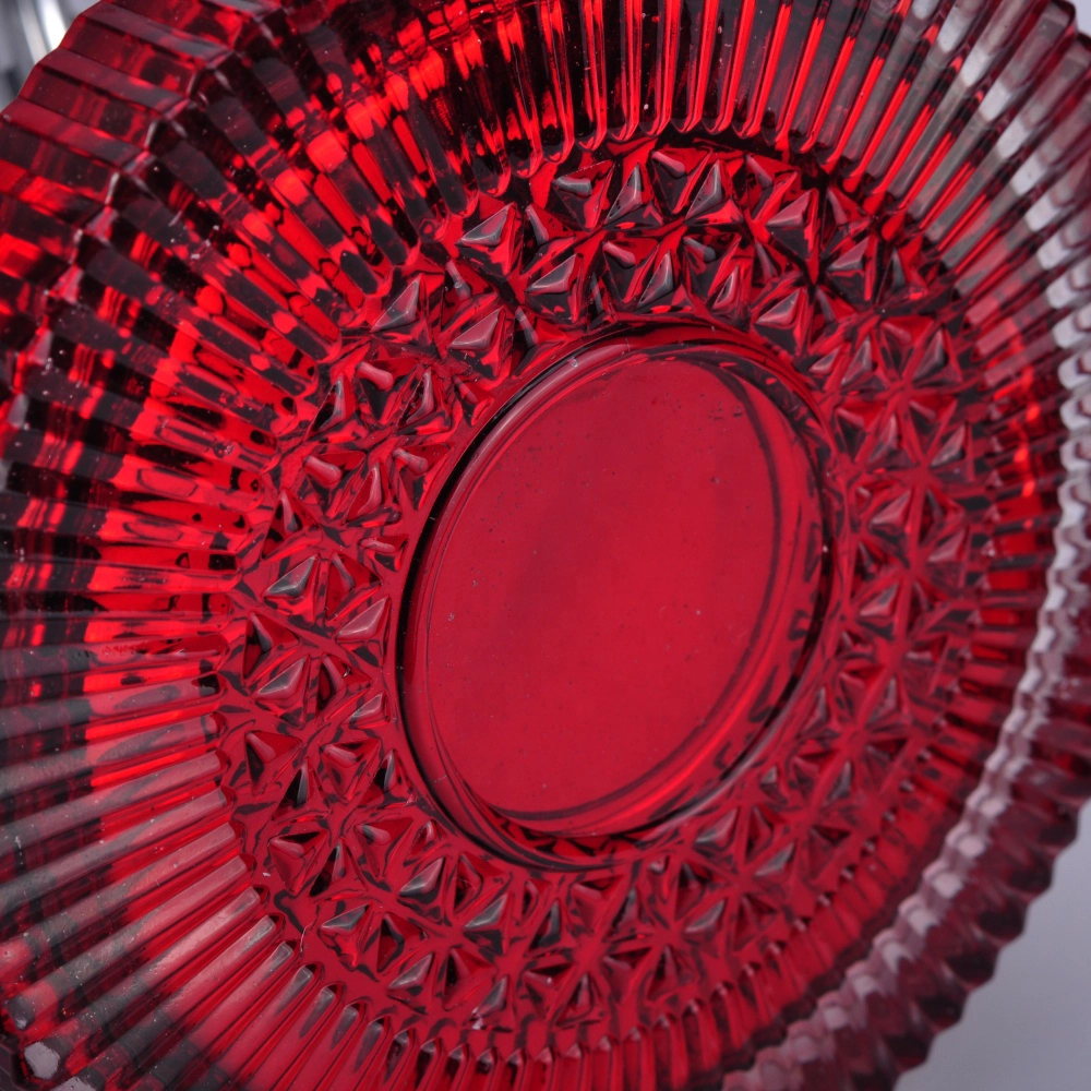 Wholesales luxury embossed glass candle holders with lid