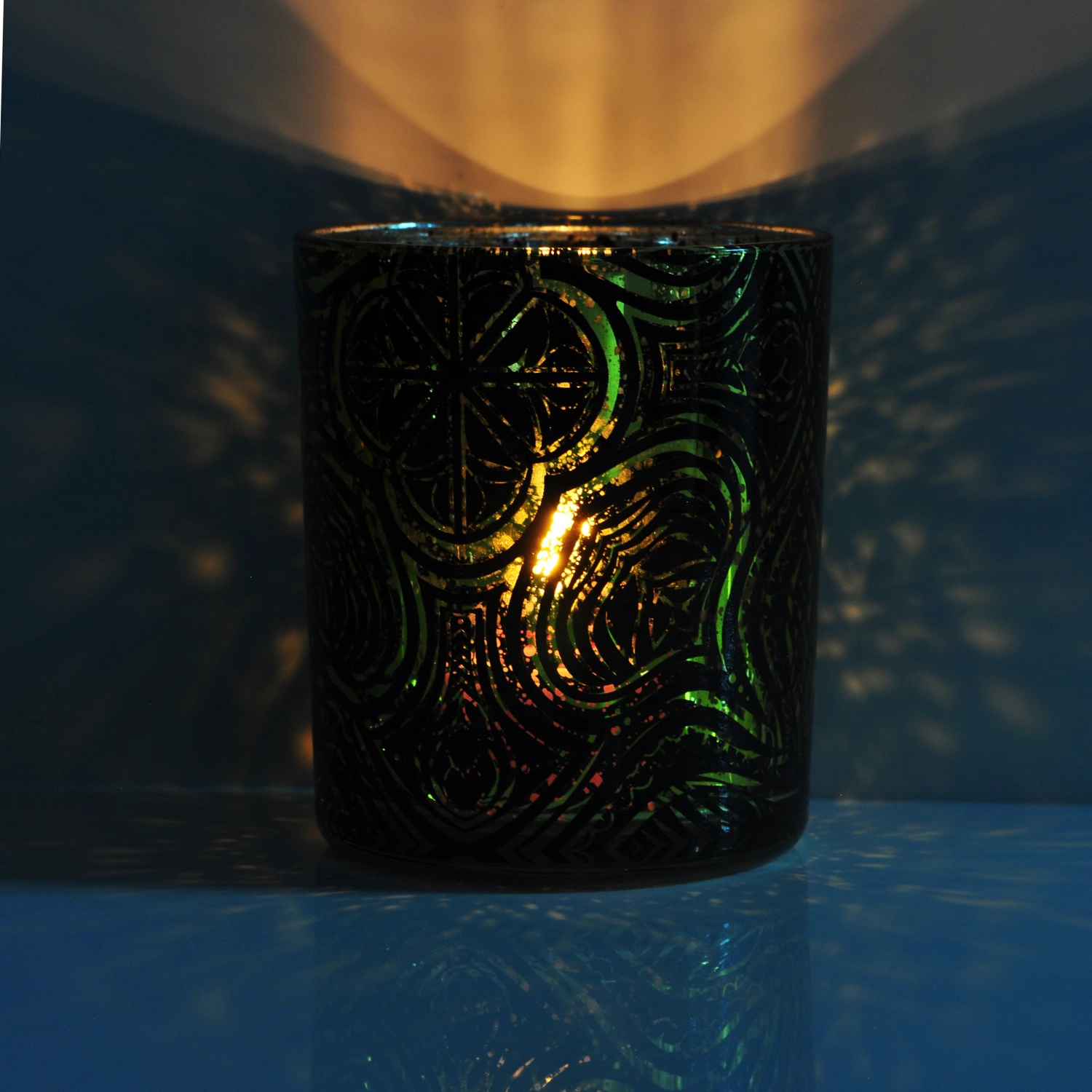 Suppliers tealight black luxury glass candle holders with custom packaging box