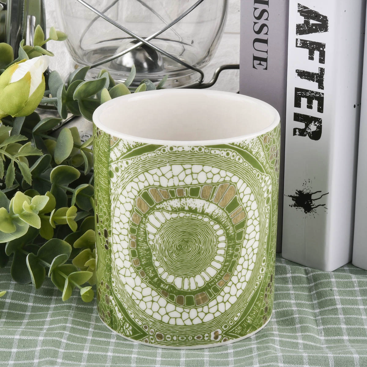 Home decoration customized printing empty ceramic candle holder jars