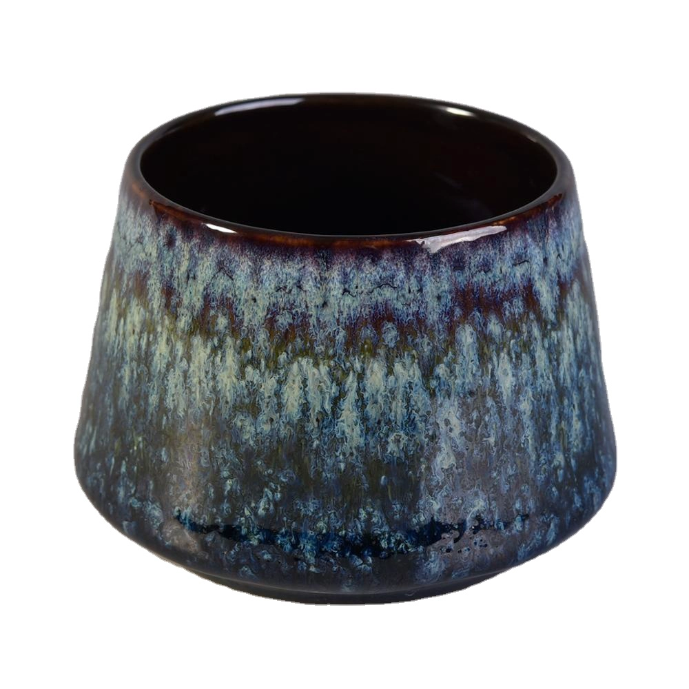 Customized transmutation glazed ceramic candle jars
