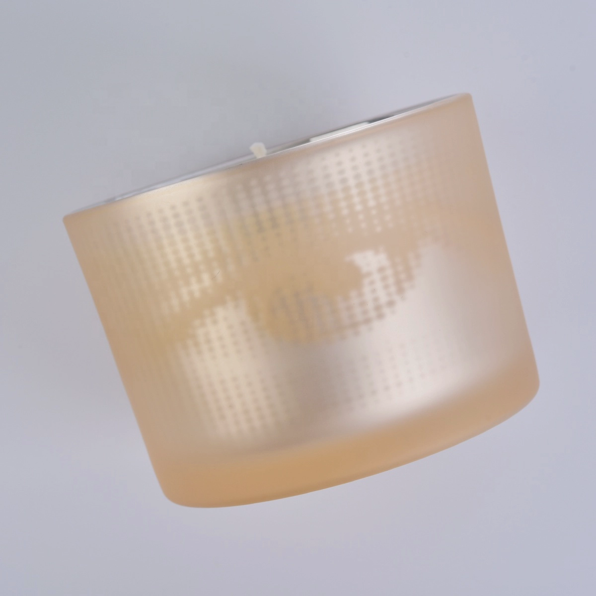 Sunny new design electroplating custom glass candle holder with wood lid