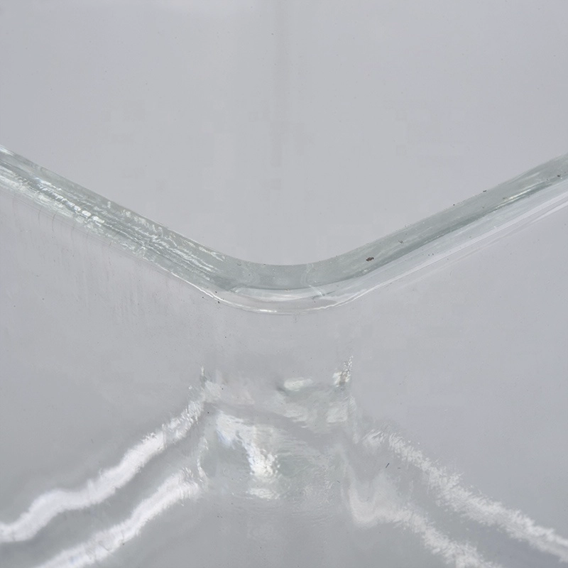 8 oz 10 oz Wholesale clear custom square candle glass jar for candles