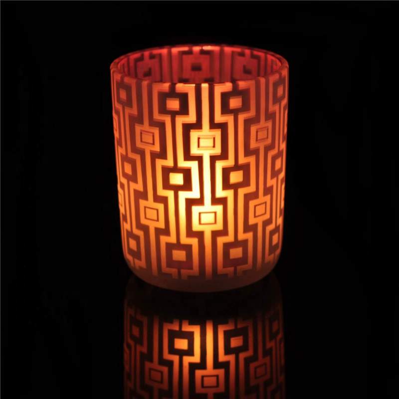 Luxury Home Decorative Frosted Glass Candle Jar And Laser Engraved Inside