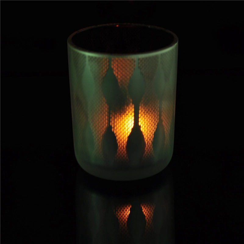 Custom Pattern Frosted Glass Candle Jars Hot Sale
