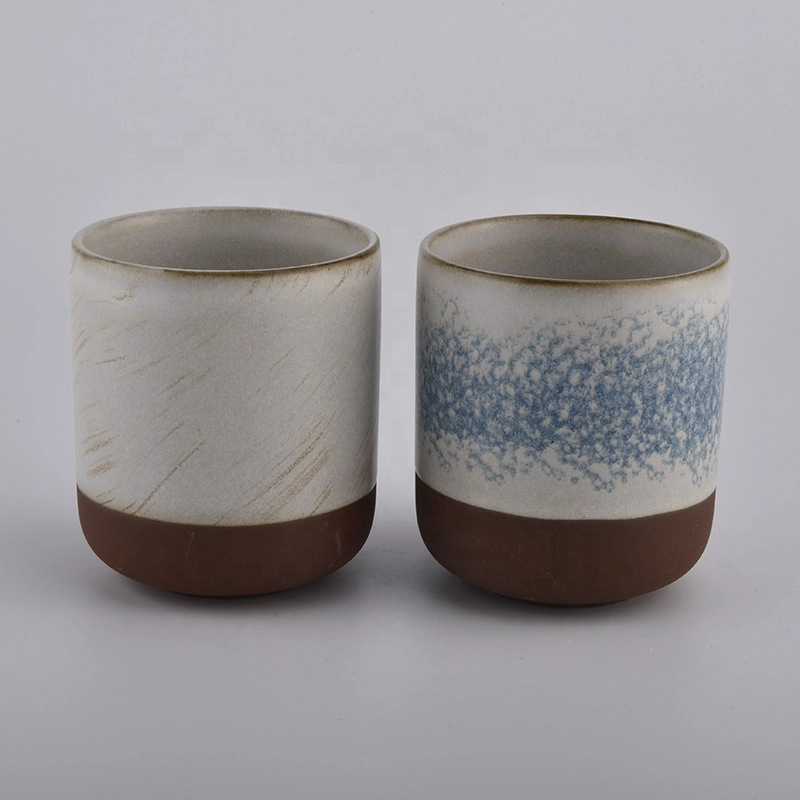 8 oz 10 oz In bulk empty decorative frosted custom ceramic candle jar